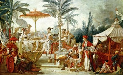 Fiesta del emperador chino, estudio para un cartón de tapiz, c.1742 de François Boucher